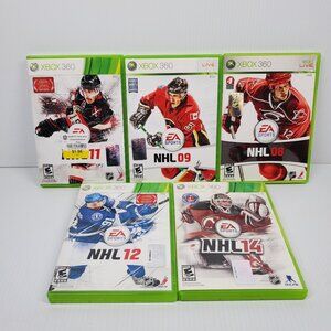 Microsoft XBOX 360 Video Game Lot of 5: NHL 08, 09, 11, 12, and 14 Some w Manual